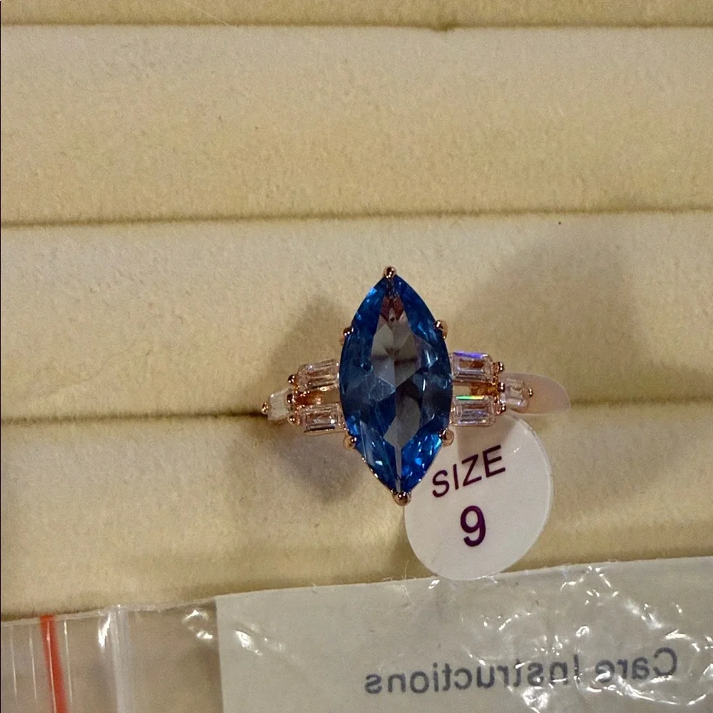 Say It's Mine Rose Gold Aquamarine Ring - Blue - Picture 2 of 3